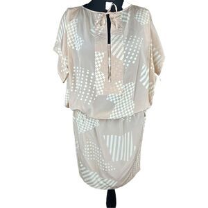 Vintage Miss Bergdorf Now 100% silk made in Italy dress elastic tie waist 40 L